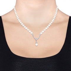 Elli 925 Sterling Silver Pearl Necklace with Zirconia 2004-BF-0008239-001