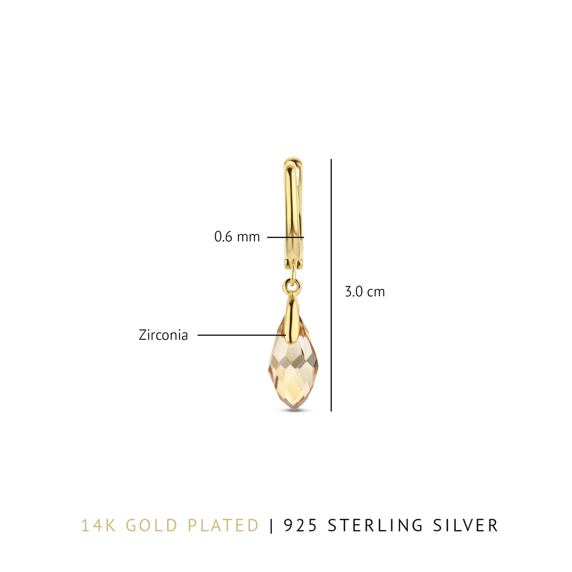 Parte Di Me La Sirena Ombrone 925 Sterling Silver Gold Plated Drop earrings PDM36144