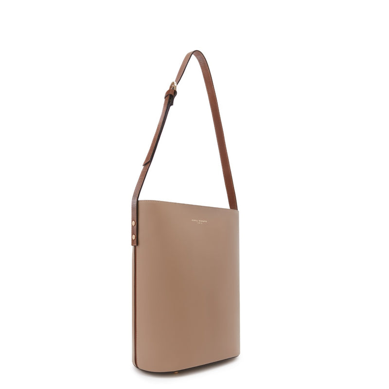 Isabel Bernard Honoré Lora Taupe Leren Schoudertas van Kalfsleer IB25085-378-zoom-