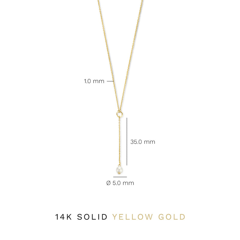 Isabel Bernard Cadeau d'Isabel 14 karaat gouden ketting en oorknopjes giftset met zoetwaterparels IB90182-zoom-