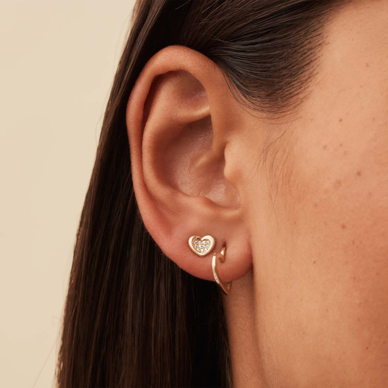 Beloro Jewels Regalo d'Amore 9 karaat gouden oorbellen set met hart BO90051-zoom-