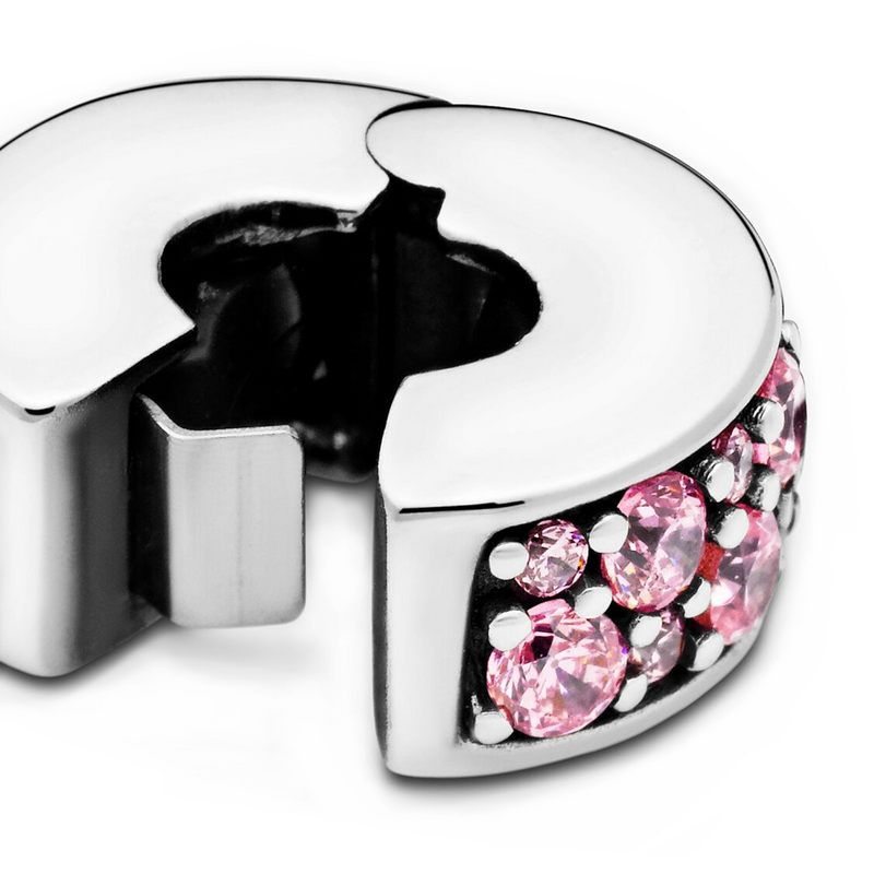 Pandora Colours 925 Sterling Silver Pink Pavé Clip Charm 791817PCZ-zoom-