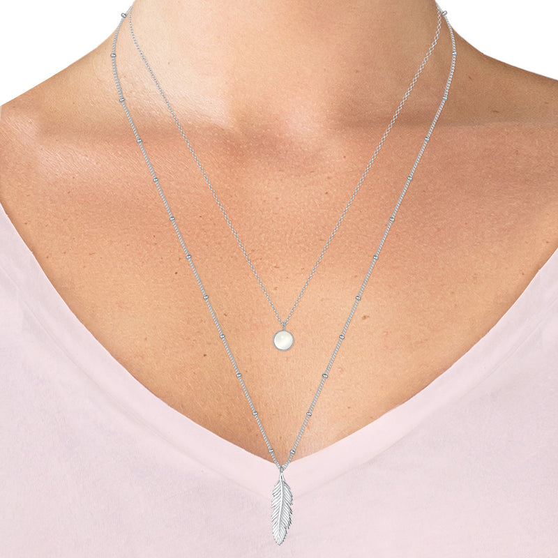 Elli 925 Sterling Silver Layered Link Chain Necklace with Moonstone 2004-BF-0007742-001-zoom-