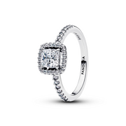 Pandora Timeless 925 Sterling Silver Sparkling Square Halo Ring 193555C02-52