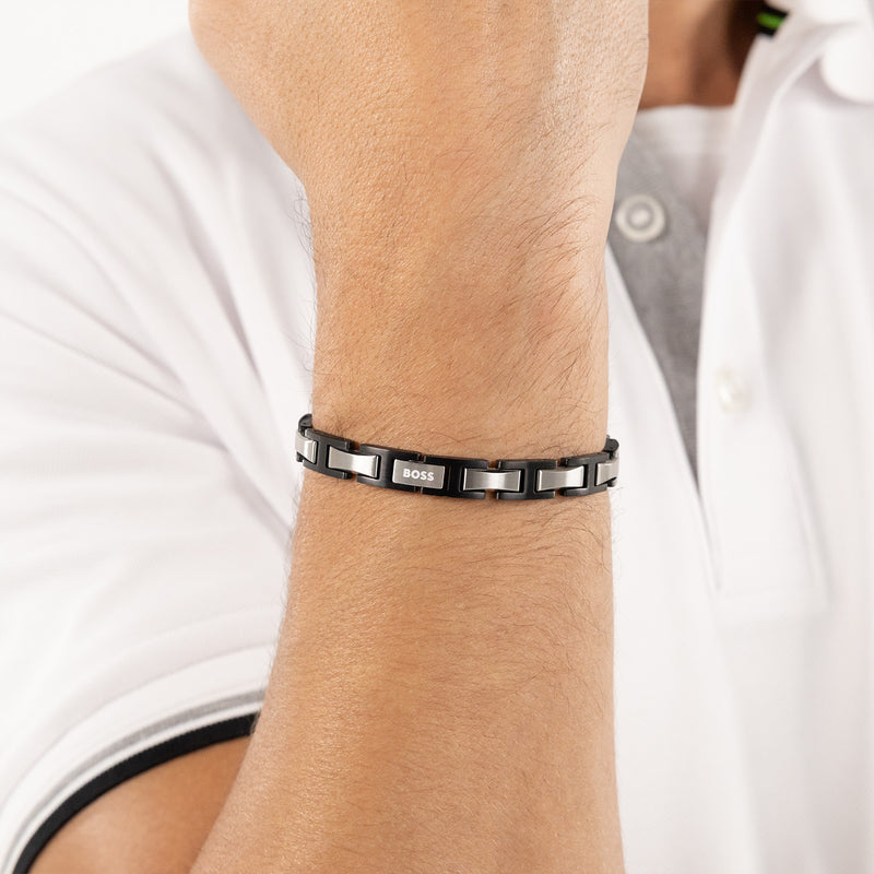 Hugo Boss Roestvrij Staal Zwarte Heren Schakelarmband HBJ1580794-zoom-