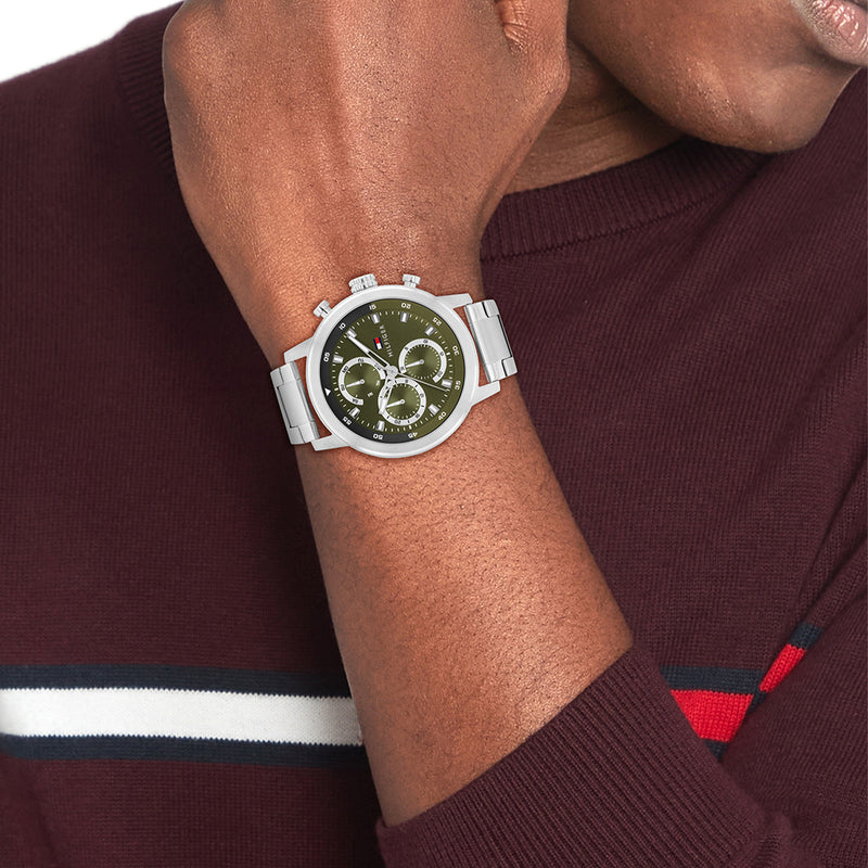 Tommy Hilfiger Rocky Zilver en Groen Herenhorloge TH1792180-zoom-