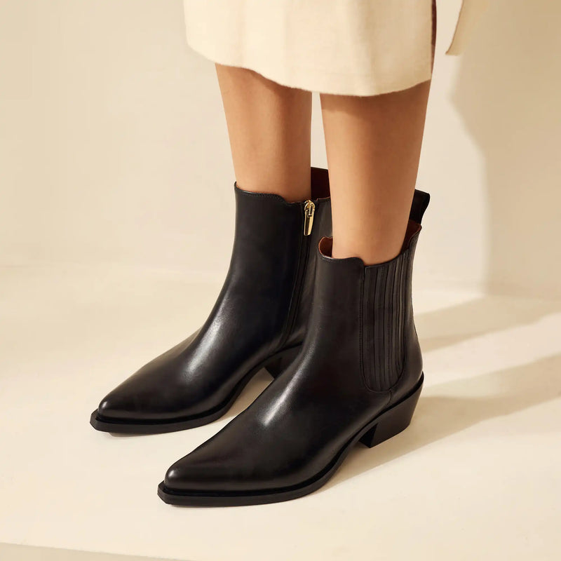 Isabel Bernard Vendôme AHerenine Zwarte Kalfsleren boots IB53010-001-38-zoom-