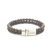 Josh Brown Leather Gemstone Bracelet 09338SL/BRWN/MED