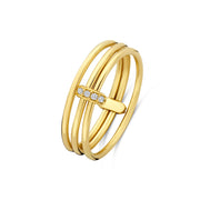 Isabel Bernard Cour d'Honneur Adora 14 karat golden 3-piece multiring with zirkonia stones IB330105-52