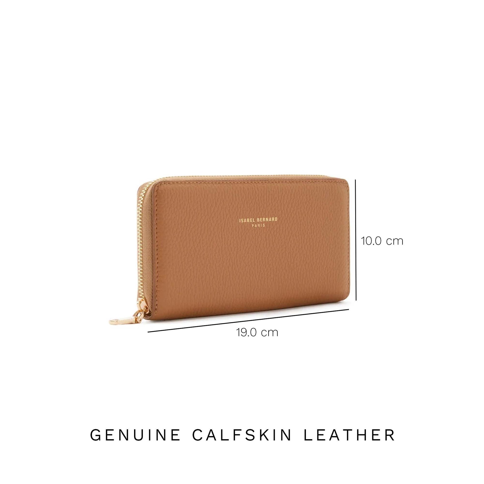 Isabel Bernard Honoré Léa Camel Calfskin Zip Wallet IB23023