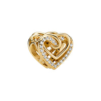 Pandora Moments Gold-coloured Entwined Hearts Charm with 14 Carat Gold Plating 769270C01