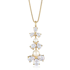 Elli 925 Sterling Silver Pearl Necklace Gold plated with Zirconia 2004-BF-0007961-001