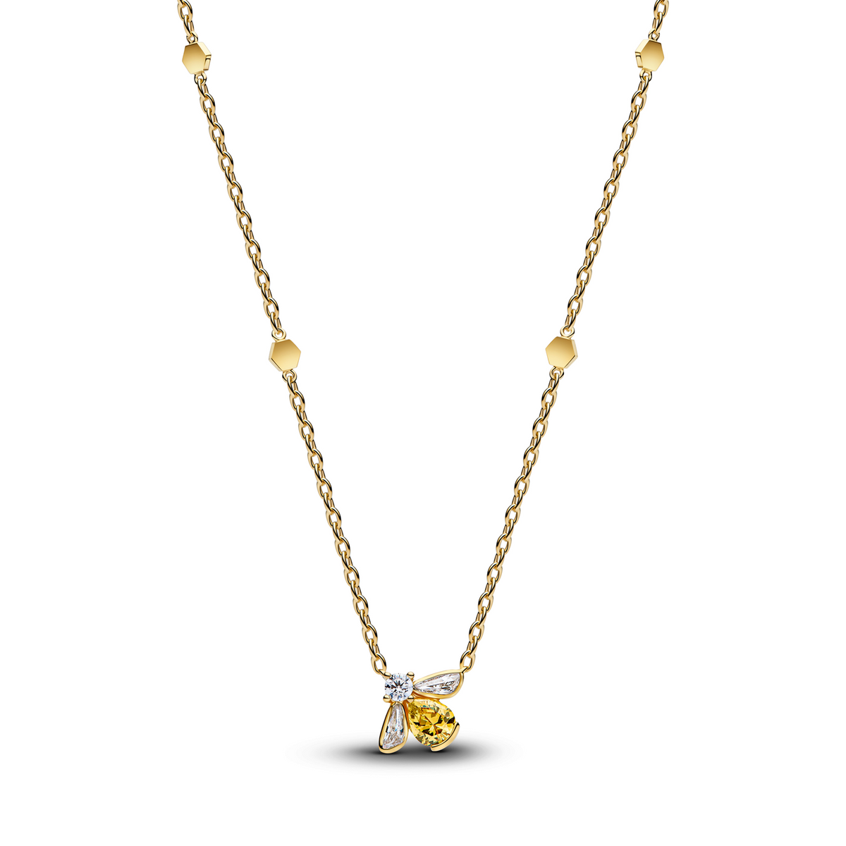 Pandora Timeless Gold Plated Zirconia Yellow Honey Bee Pendant Necklace 364560C01-45