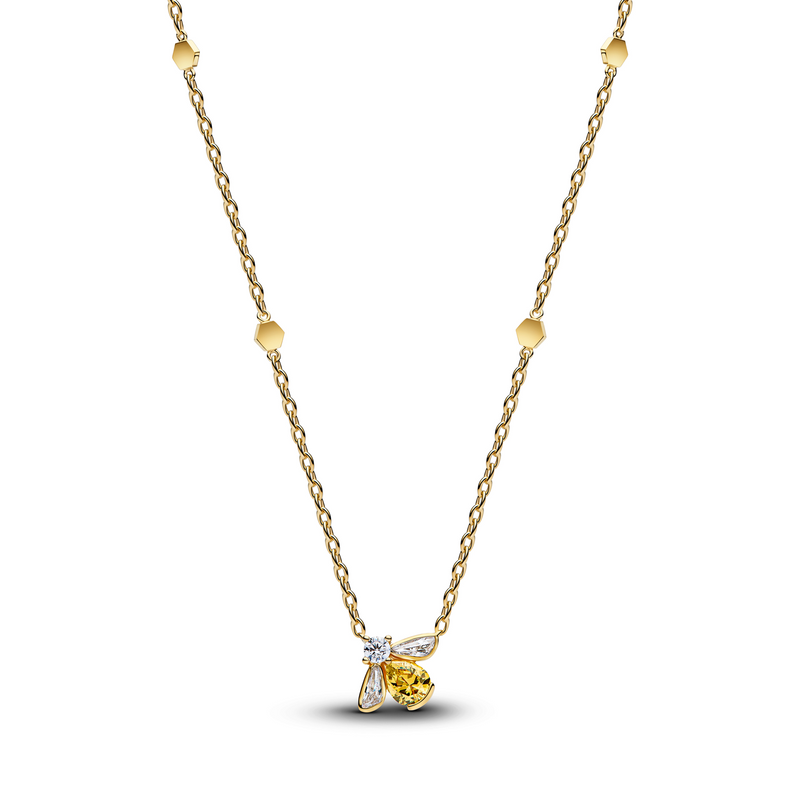 Pandora Timeless Gold Plated Zirconia Yellow Honey Bee Pendant Necklace 364560C01-45-zoom-