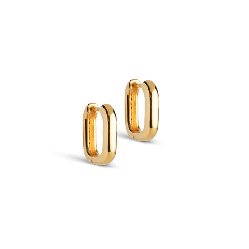 ENAMEL Copenhagen Square 15 mm 925 Sterling Zilveren Oorbellen Met Gouden Plating E359G-zoom-
