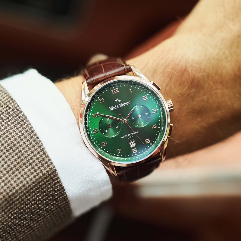 Mats Meier Mont Vélan Chrono Groen/Bruine Horloge MM10002-zoom-