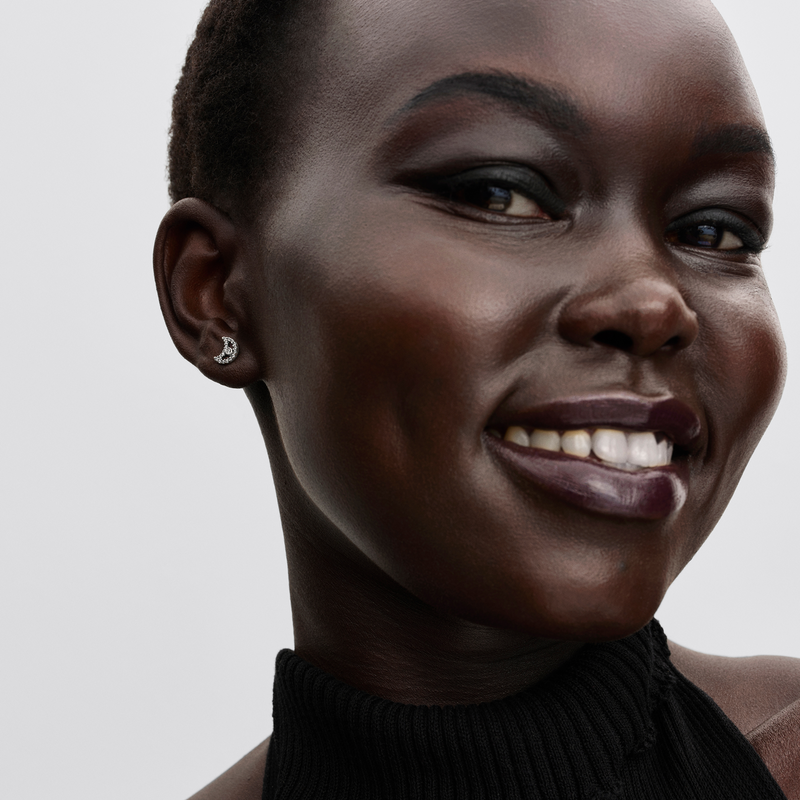 Pandora Moments 925 Sterling Silver Sparkling Moon Stud Earrings 294257C01-zoom-