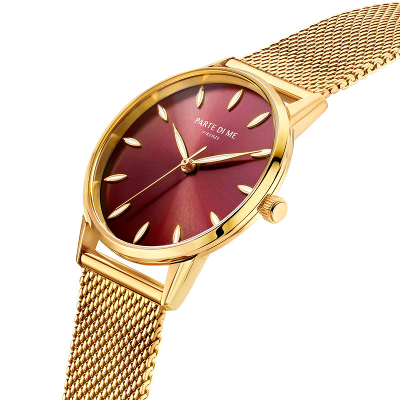 Parte Di Me Orologio rond dames horloge goudkleurig en donkerbruin PDM09055-zoom-