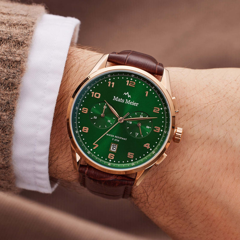 Mats Meier Mont Vélan Chrono Groen/Bruine Horloge MM10002-zoom-