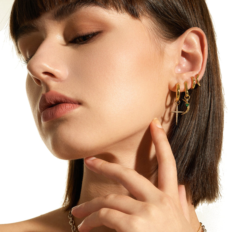 Ania Haie Pop Charms 925 Sterling Silver Gold-coloured Earrings AH-E048-04G-zoom-