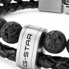 G-STAR Tether02R Black Braided Leather Bracelet GSJ.110.03