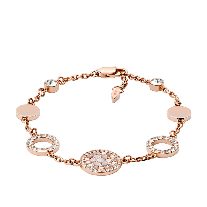 Fossil Rosegold coloured Vintage Glitz Bracelet JF01739791 (Length: 17.78 - 20.32 cm)-zoom-