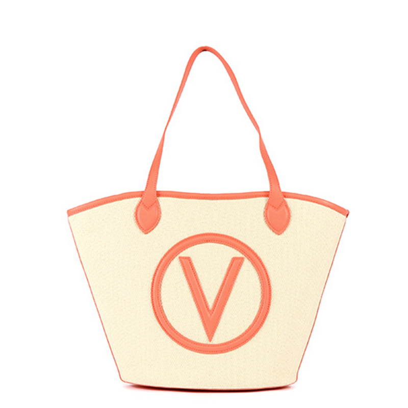Valentino Bags Covent Beige & Pink Shopper VBS7QO02CANNATUR/CORAL-zoom-