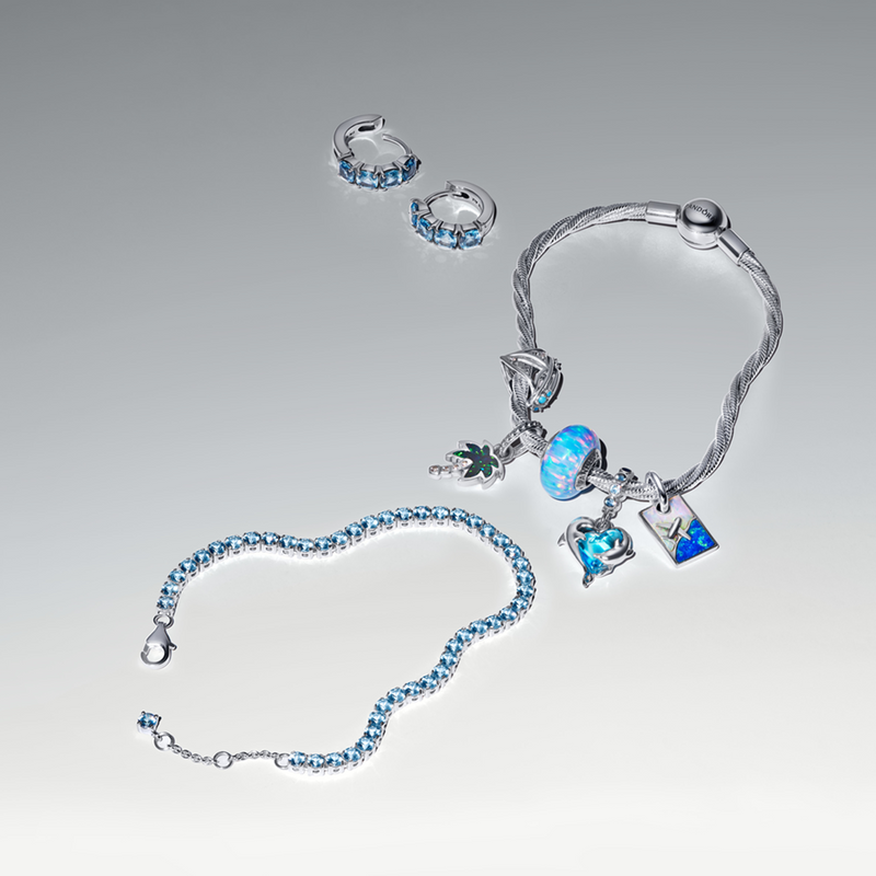 Pandora Moments 925 Sterling Zilveren Blauwe Murano Glas Dolfijnen Bedel 793924C01-zoom-