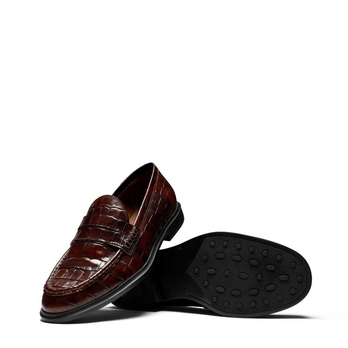 Isabel Bernard Vendôme Blandine croco brown calfskin leather loafers IB51015-230-37