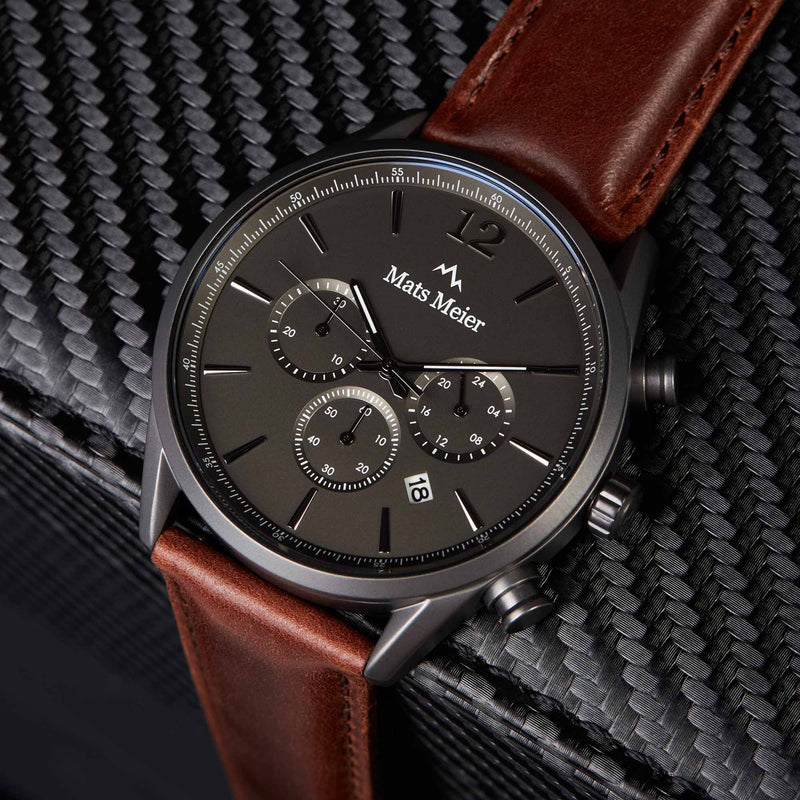 Mats Meier Grand Cornier Chrono Gunmetal/DonkerBruine Horloge MM00104-zoom-