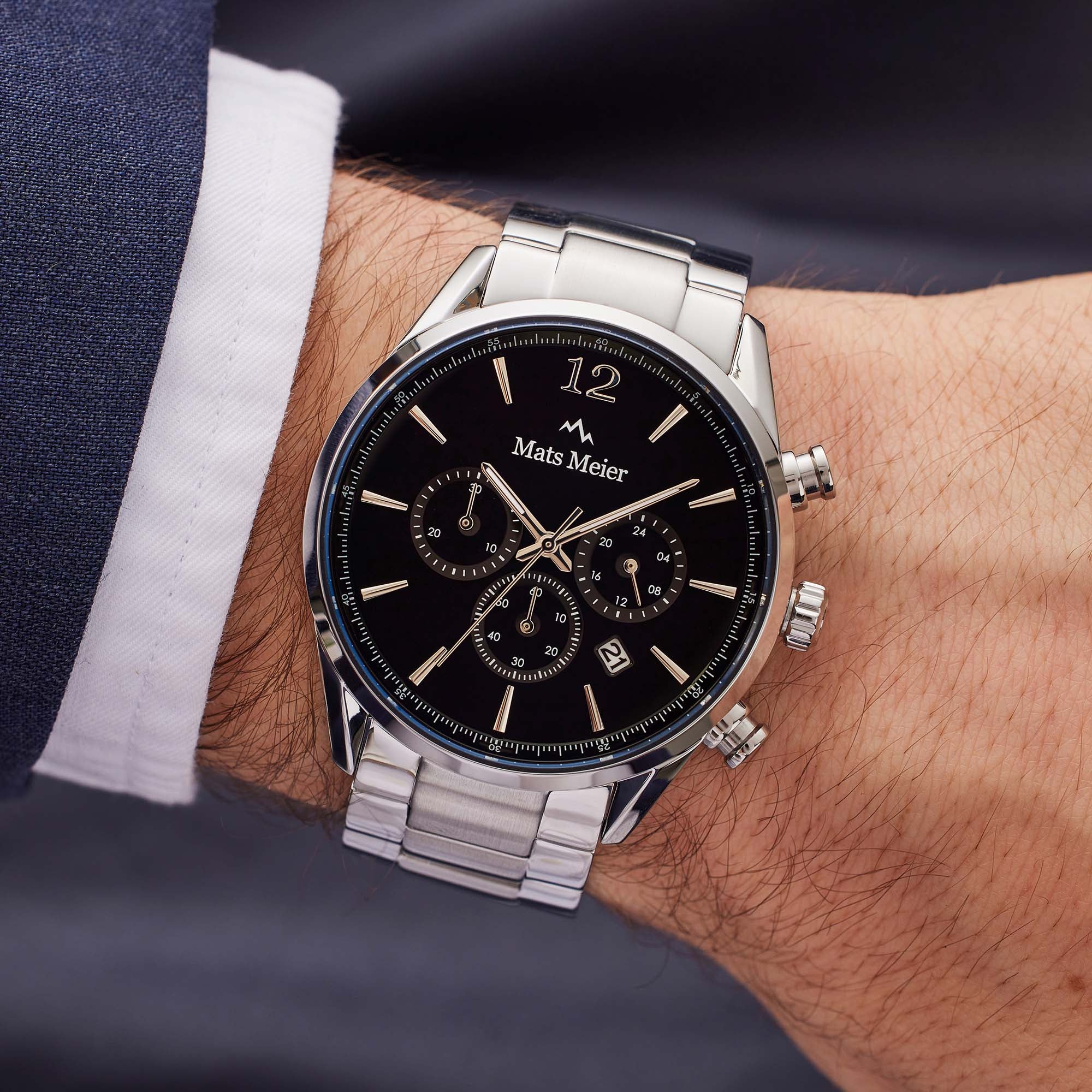 Mats Meier Grand Cornier Chrono Black/Silver Coloured Watch MM00110
