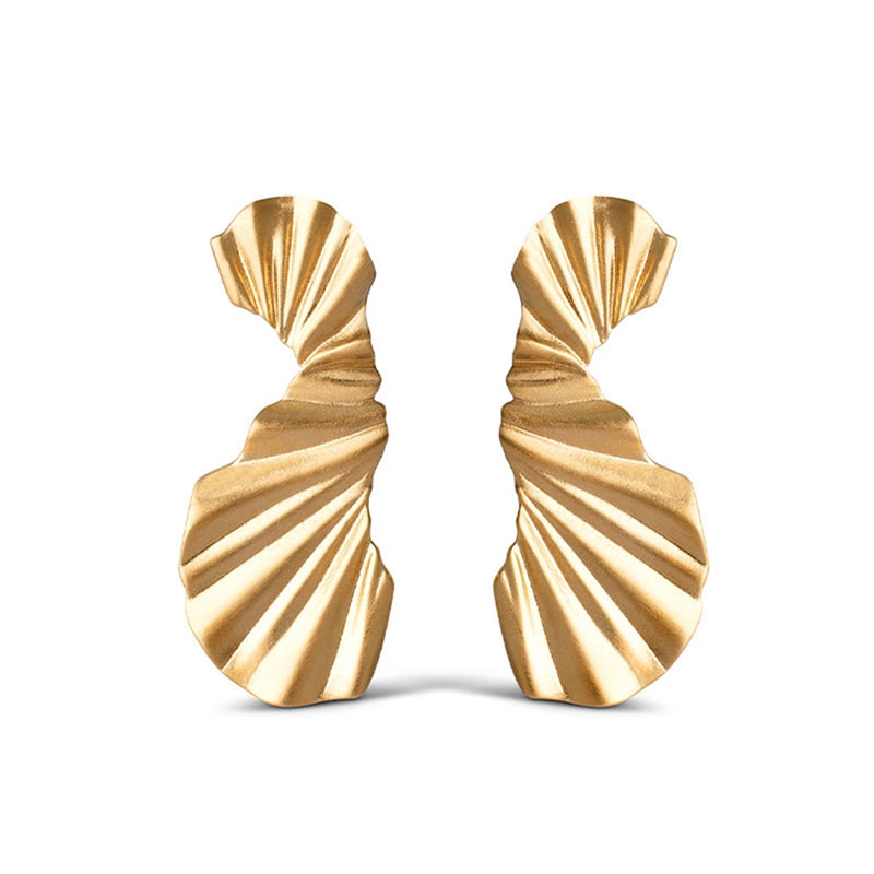 ENAMEL Copenhagen Big Wave 925 Sterling Zilveren Oorbellen Met Gouden Plating E155GM-zoom-