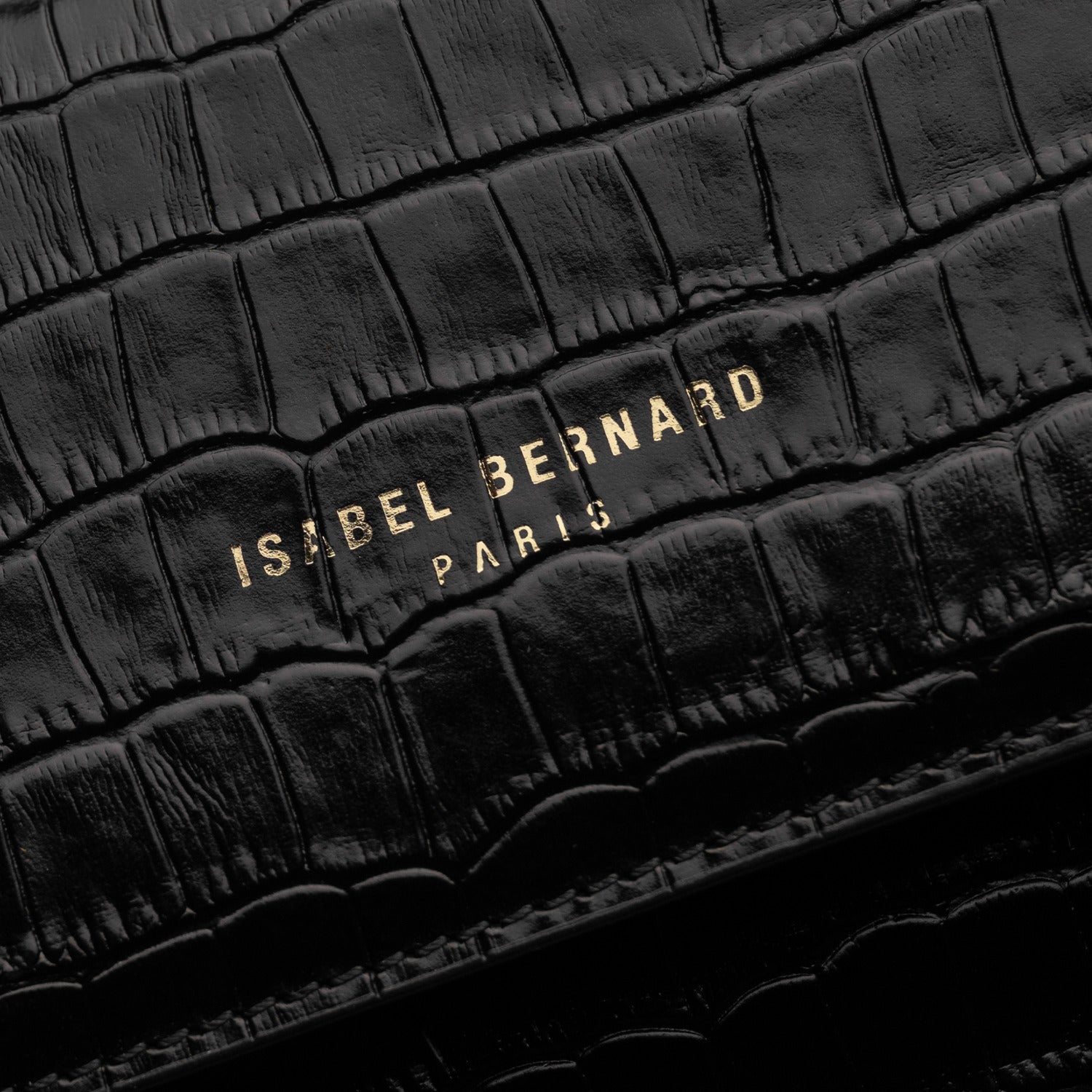 Isabel Bernard Femme Forte Heline croco Black Leather Handbag made of Calfskin IB21037