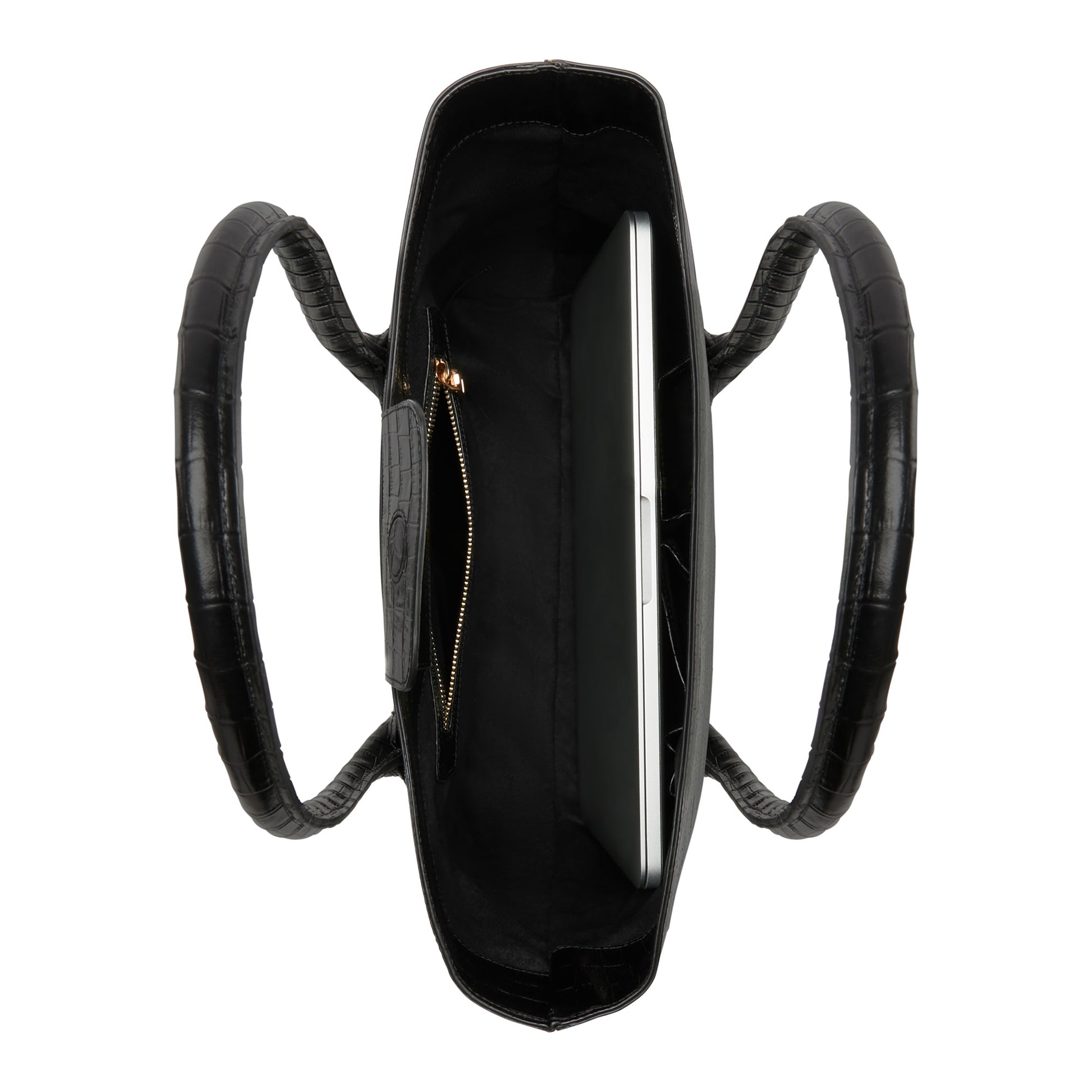 Isabel Bernard Honoré Lysanne Croco Black Calfskin Shopper IB25024