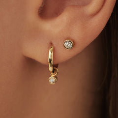 Isabel Bernard De La Paix Inaya 14 Carat Golden Ear Studs | diamond 0.02 ct | IBD360024