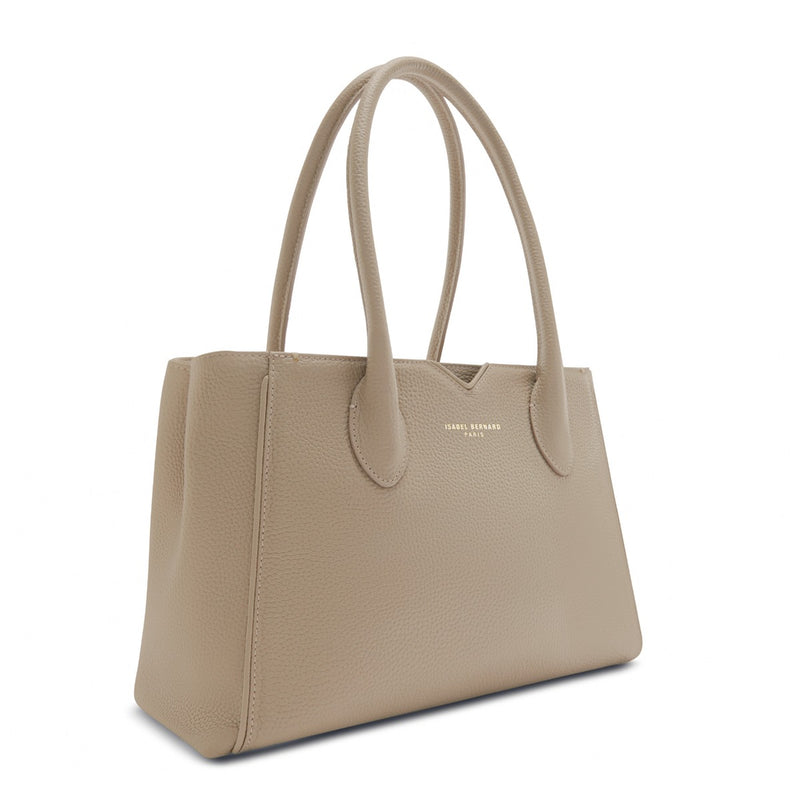 Isabel Bernard Honoré Cloe Midi Taupe Kalfsleren Handtas IB25082-078-zoom-