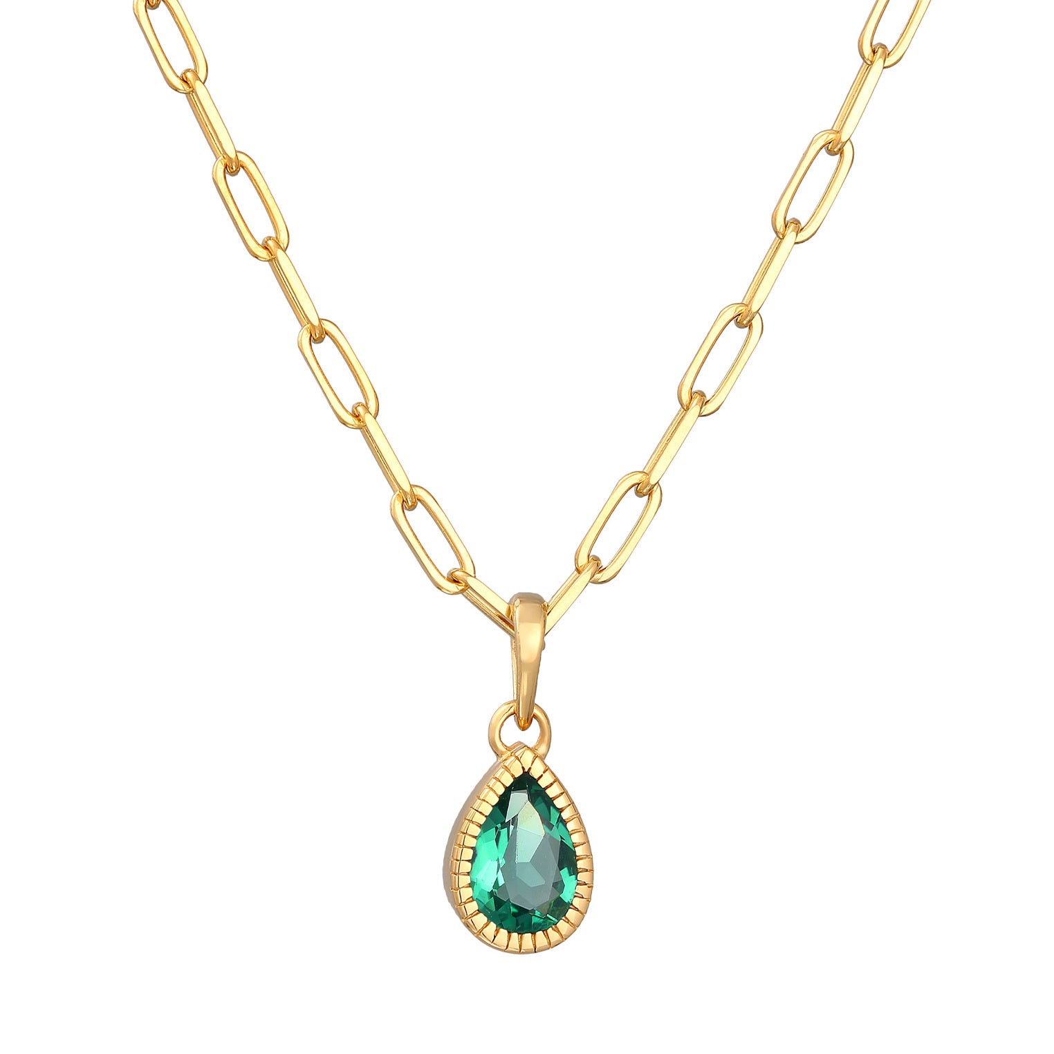Elli 925 Sterling Silver Link Chain Necklace Gold plated with Quartz 2004-BF-0007907-001