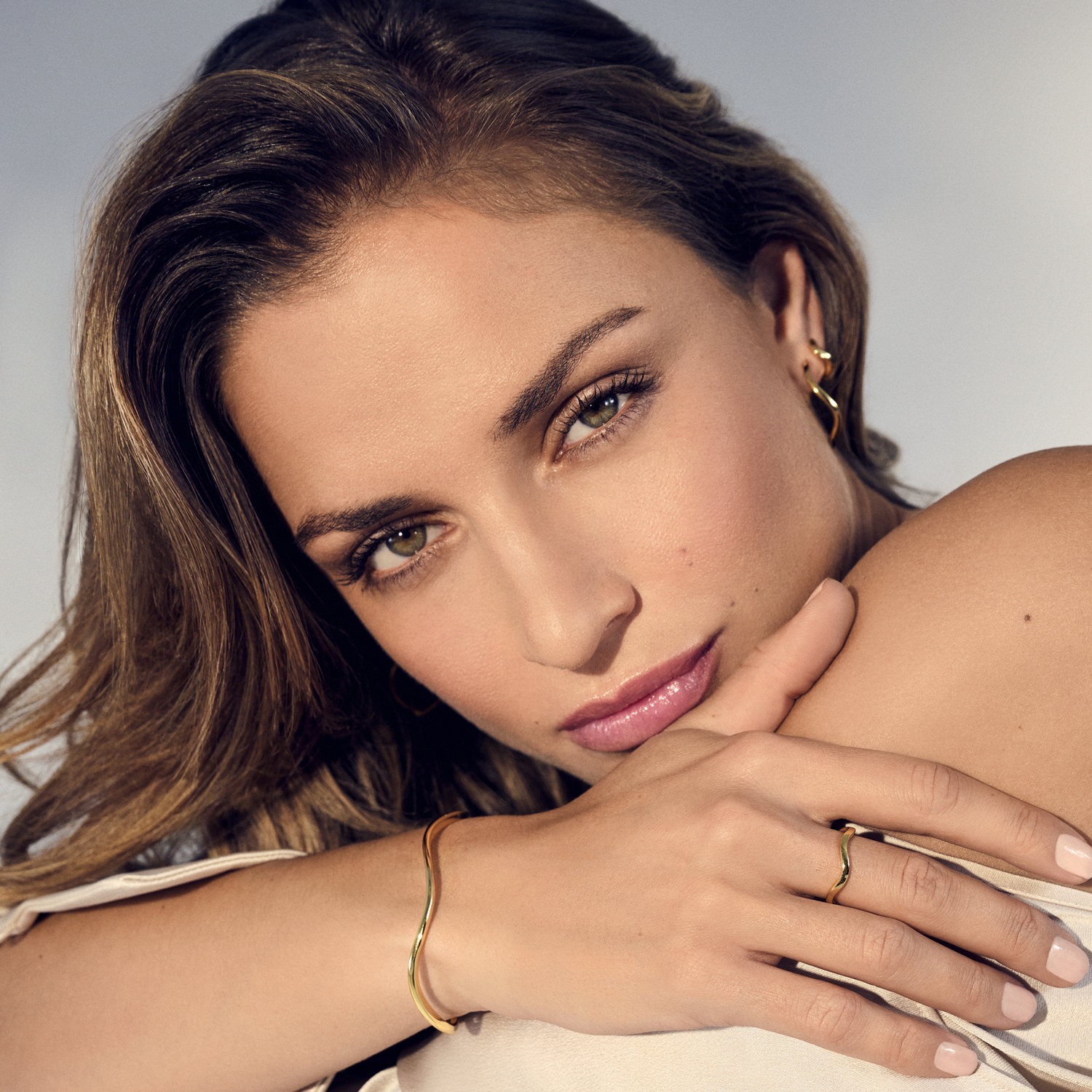 Sif Jakobs Ellera Waves Pianura Bangle Gold Plated Bracelet SJ-BG3879-YG