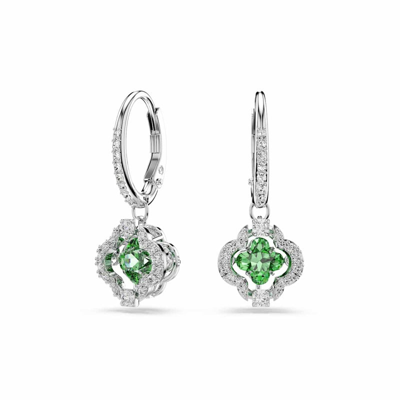 Swarovski Una Sparkling Dc Zilveren Oorhangers met Groene Kristal 5758001-zoom-