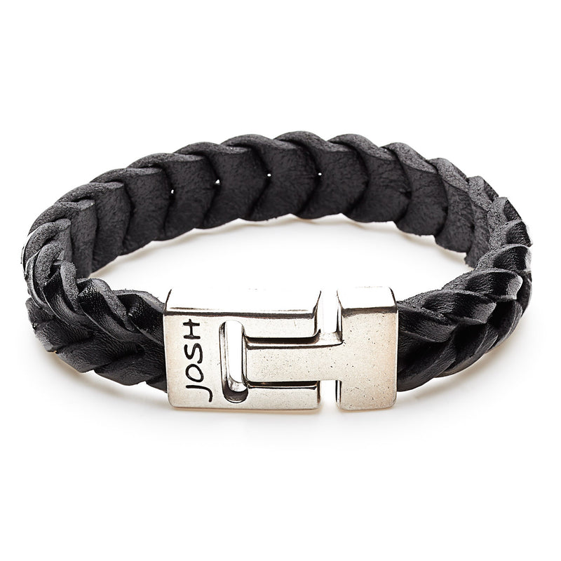 Josh Silver colored/Black Bracelet 24728-BRA-S/BLACK-M (Length: 20.50 cm)-zoom-