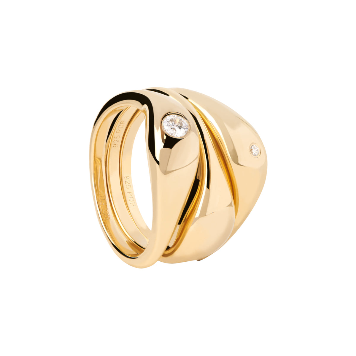 P D Paola The New Essentials 925 Sterling Silver Ring AN01-994-10with18K Gold Plating