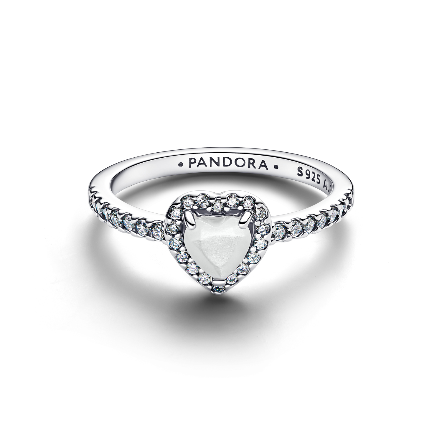 Pandora Timeless 925 Sterling Silver Elevated White Heart Ring 198421C11-50