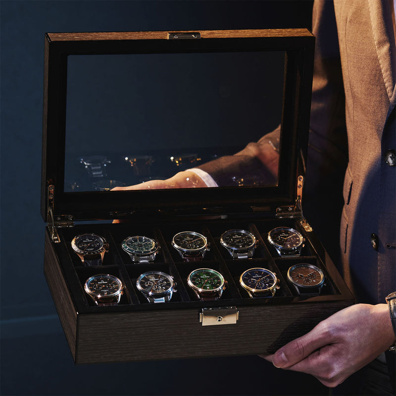 Mats Meier Mont Fort bruine horlogebox voor 10 horloges-zoom-