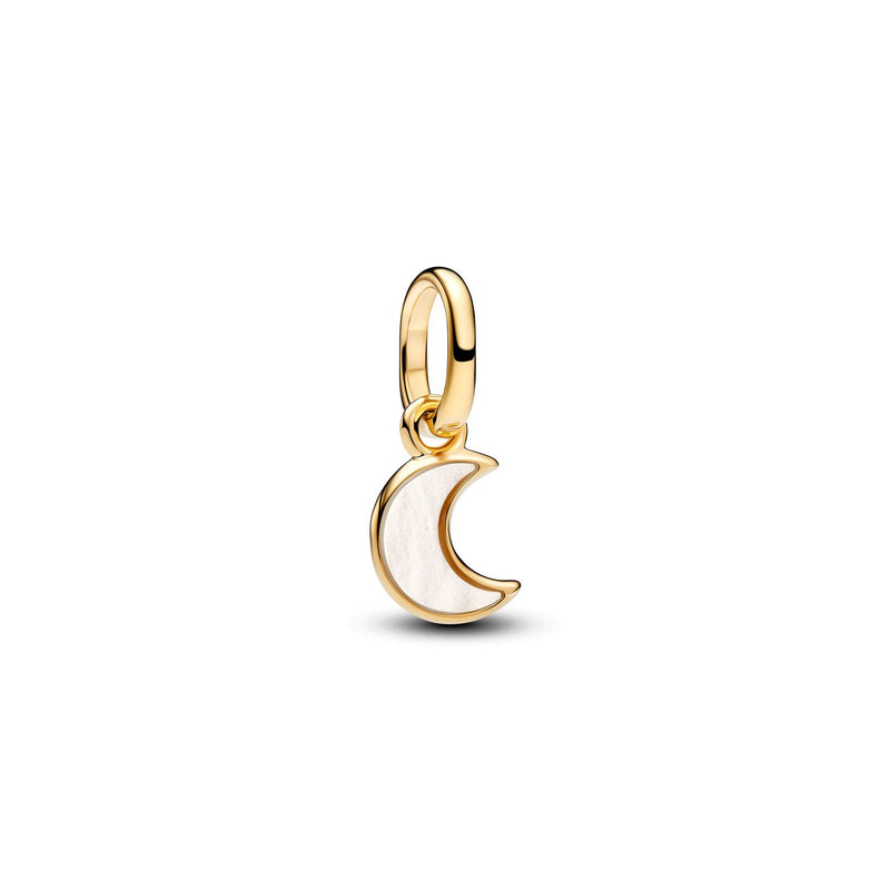 Pandora ME Verguld Bioresin Man-made Mother of Pearl White Crescent Moon Mini Hangende Bedel 764614C01-zoom-