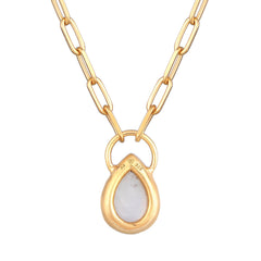 Elli 925 Sterling Silver Link Chain Necklace Gold plated with Moonstone 2004-BF-0008216-001