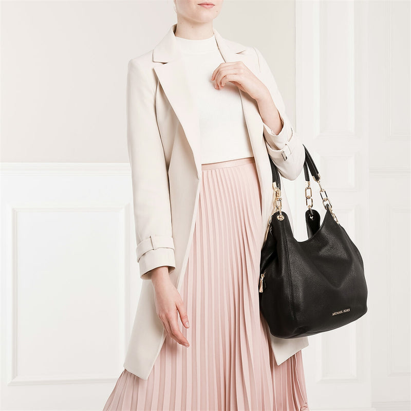 Michael Kors Lillie Black Leather Shoulder Bag 30T9G0LE3L-001-zoom-