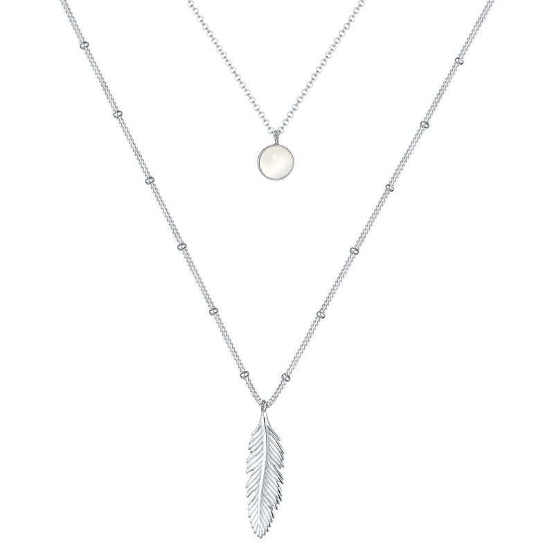 Elli 925 Sterling Silver Layered Link Chain Necklace with Moonstone 2004-BF-0007742-001-zoom-