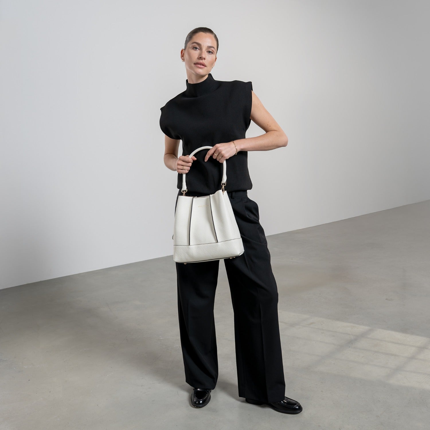 Isabel Bernard Femme Forte Macie Crème Calfskin Shoulder Bag IB25074-070