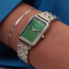 Parte Di Me Orologio Rechthoekig Women'sWatch Silverlcoloured and Green PDM09005