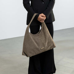 Isabel Bernard Honoré Grace taupe suede shoulder bag IB25093-178
